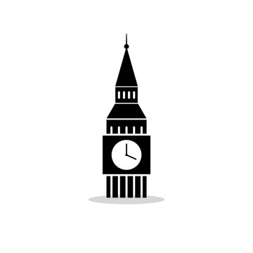 Big Ben sign icon with shadow