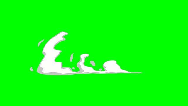 white smoke cloud cartoon animation, on green screen overlay, vfx composite editing video 4k.