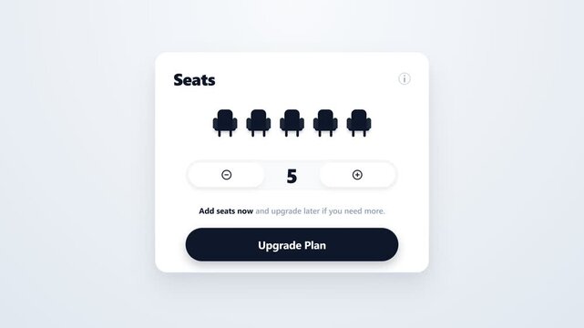 User interface displaying seat selection with five available options and upgrade button for service enhancement