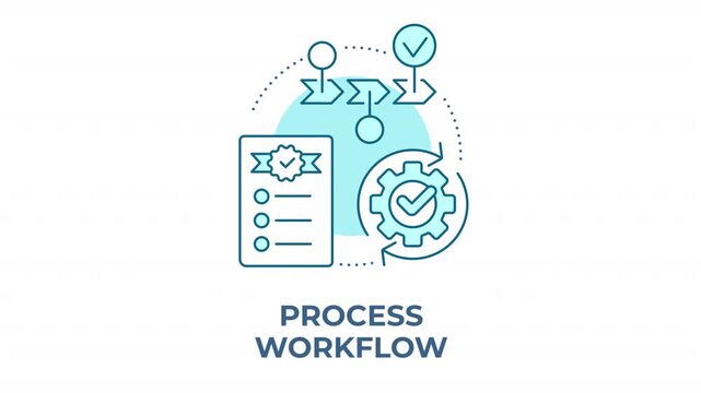 Process workflow blue concept icon animation. Optimized operational pipeline strategy. Workflow system architecture. Cyan circular animated abstract idea. HD video with alpha channel