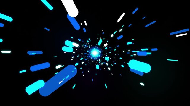 Abstract glowing hyperspace tunnel with cyan and white light streaks 4k video