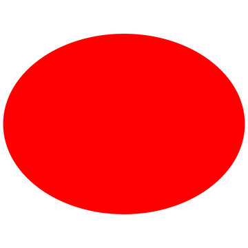 Red Oval Button, Flat Ellipse Badge Frame Isolated on White Background
