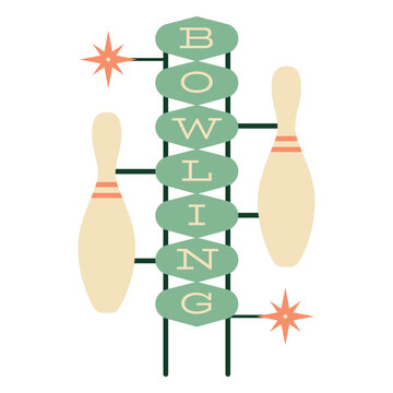 Sign retro bowling
