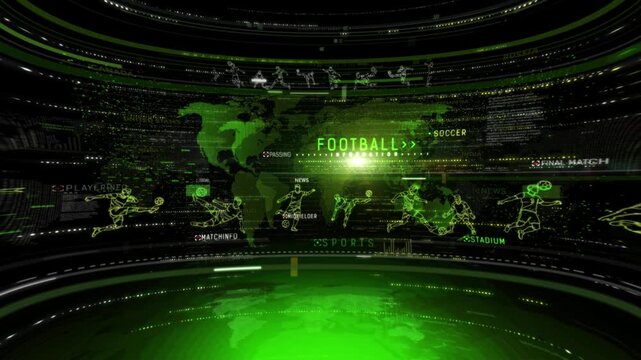 Green Football World Sports Background Loop Animation.