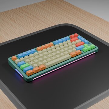 Minimalist 3D Mechanical Keyboard Asset with Blank Keycaps on Dark Background