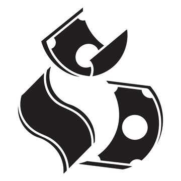 Money falling bills simple icon
