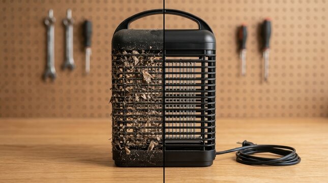 Bug Zapper Before and After Cleaning for Winter Storage