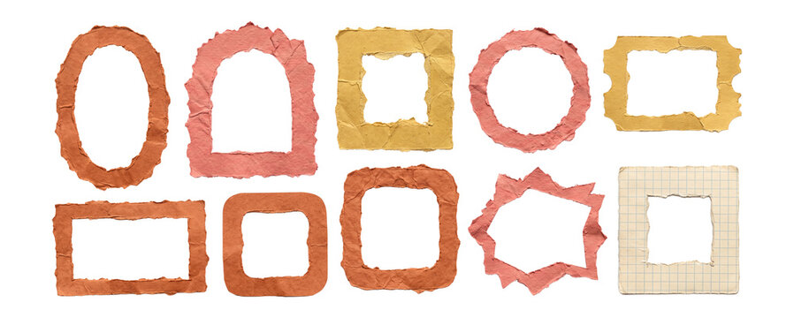 Vintage Torn Paper Frames for Handmade Collage Design