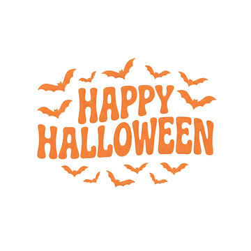 Happy halloween greeting with orange jack o lantern style letters