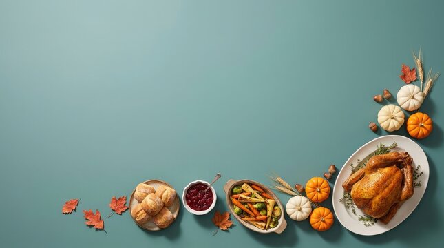 A beautifully arranged vibrant and delicious canadian thanksgiving feast showcasing traditional dishes and autumnal colors creating a warm and inviting atmosphere for family