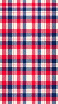 Red blue and white plaid fabric pattern texture background
