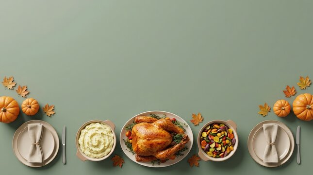 A beautifully rendered three dimensional depiction of a traditional canadian thanksgiving feast complete with roasted turkey mashed potatoes stuffing and pumpkin decorations evoking