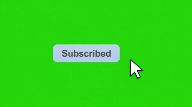 Animated Subscribe Button Green Screen 🔔 | Subscribed Button Animation with Mouse Cursor | YouTube Subscribe & Notification Animation | Chroma Key Green Screen Effect
