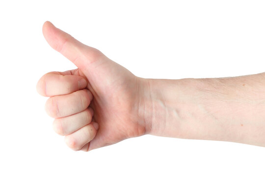 human hand showing thumbs up gesture, approval and agreement sign, isolated on transparent background