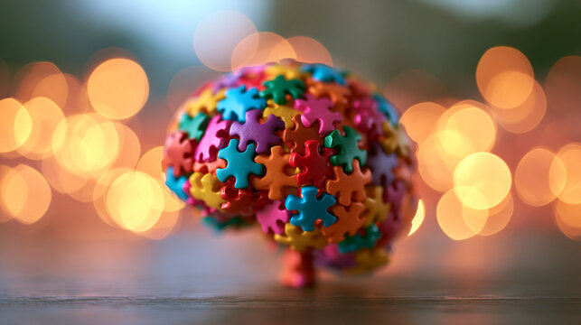 Colorful Puzzle Brain Concept for Autism and Neurodiversity Awareness
