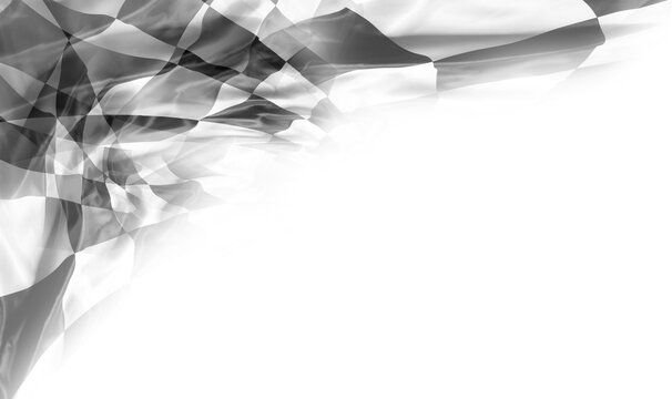 Checkered racing flag on white