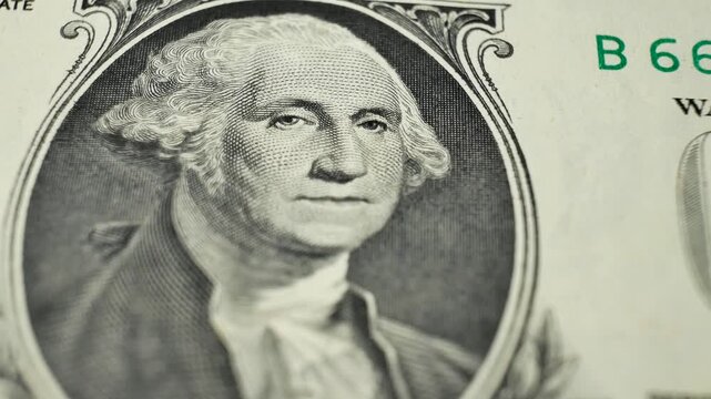 Vintage one dollar bill from 1963 with George Washington face. Showcases historic features and engravings. Paper currency, law for payments. American currency. Valid monetary unit in country economy