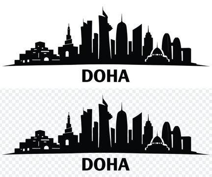Doha city skyline silhouette vector illustration