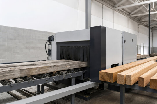 Reclaimed Timber Processing in Industrial Workshop