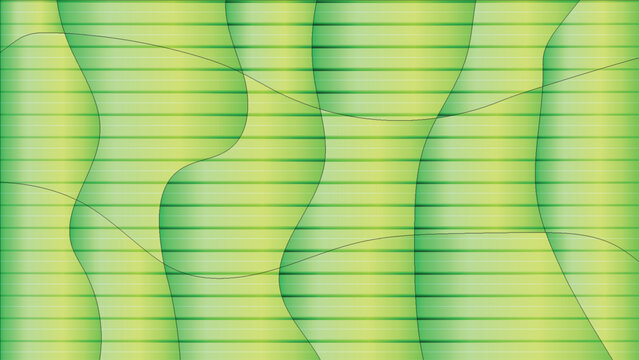 Abstract green wave background with horizontal lines, modern geometric pattern with lime gradients, fluid organic shapes for digital wallpaper and website banners, vector graphic texture