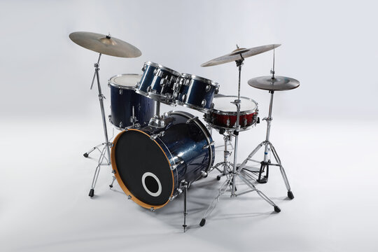 Drum set on white background. Musical instrument