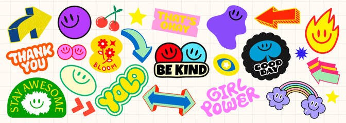 Naklejka premium Colorful motivational sticker collection vector