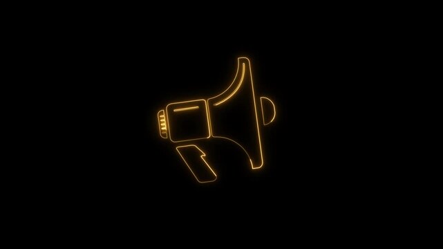 Neon Megaphone Icon Animation with Color Changing Glow Effect