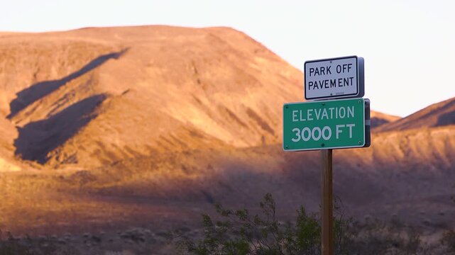 close up of 3000 feet elevation sign in death valley