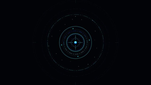 Abstract blue futuristic digital HUD target interface background with glowing circles and tech elements