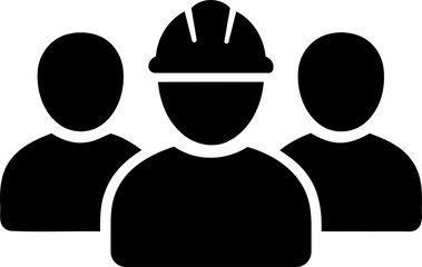 Black icon of construction workers with hard hat isolated on transparent background © MdAbulBasar