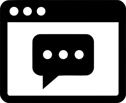 Web browser window icon with chat message bubble isolated on transparent background