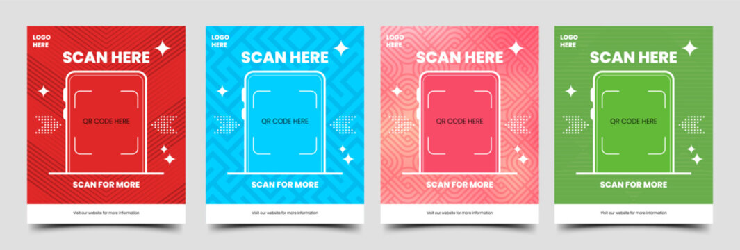 Modern QR Code Template Collection with Colorful Geometric Background