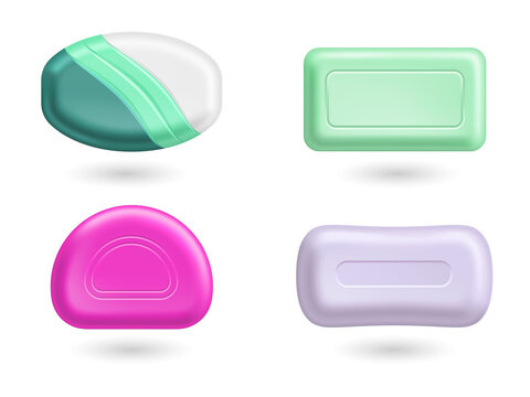 Colorful soap bars on transparent background