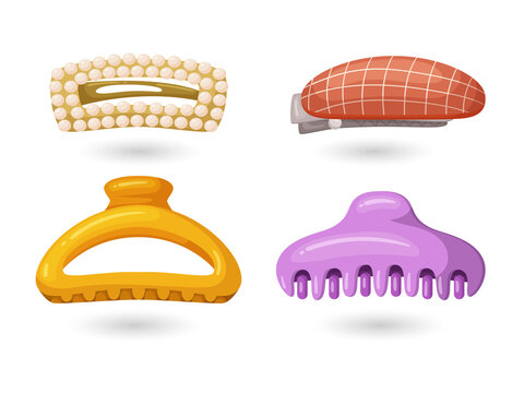Colorful hair clips isolated on transparent background