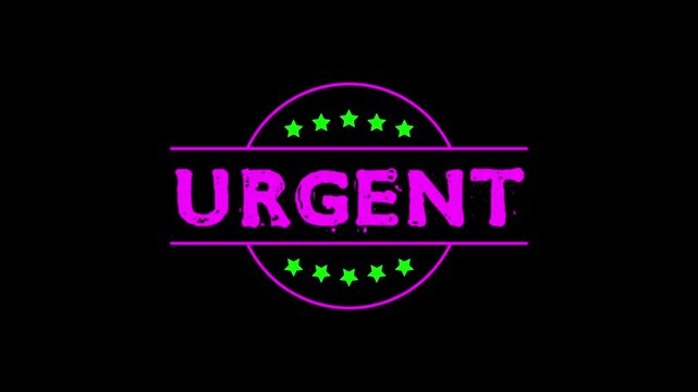 Urgent grunge stamp Animation with textured effect. Free and premium. Best quality guarantee rubber label stamp design animation 4k video.