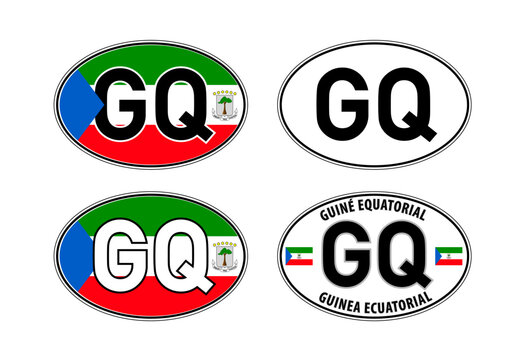 Equatorial Guinea, oval international vehicle registration code license plate car sticker, vector illustration