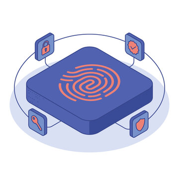 Professional of Secure Database with Authentication Icons in Blue and Orange Color Scheme with high quality professional line art symbols for modern creative design and digital branding projects