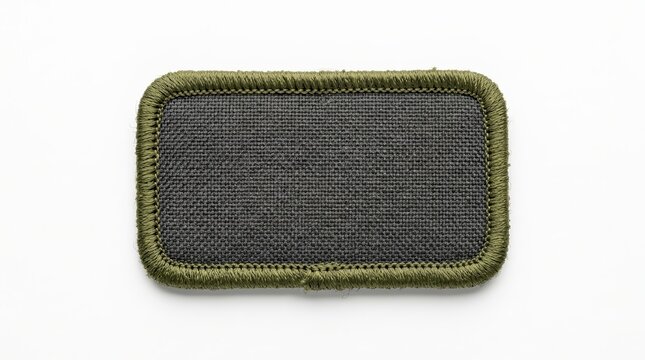 Blank military patch design with green embroidered border isolated on white background.
