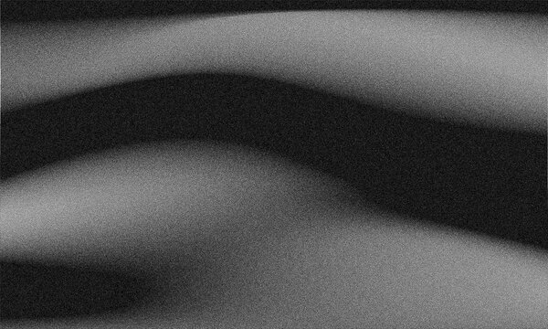 Abstract monochrome background, with soft, flowing, horizontal waves and, a heavy grainy, texture, grayscale gradient curves