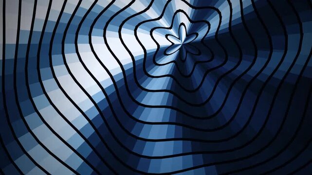 Abstract Blue Geometric Flower Vortex Loop Motion Background