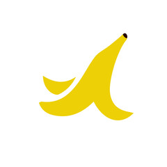 Simple yellow banana peel icon with a clean minimalist design, isolated on a white background for food, fruit, and nutrition concepts. © MDMEHEDIHASAN