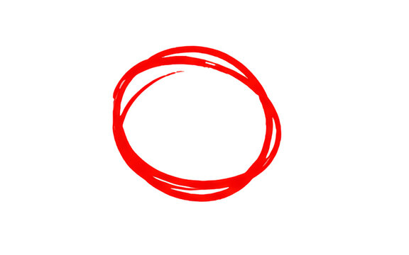 Red hand-drawn double-lined sketchy circle marker highlight frame