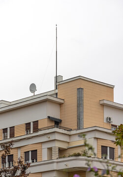 Artdeco Building Wth Lightning Rod Antenna Protection at Top