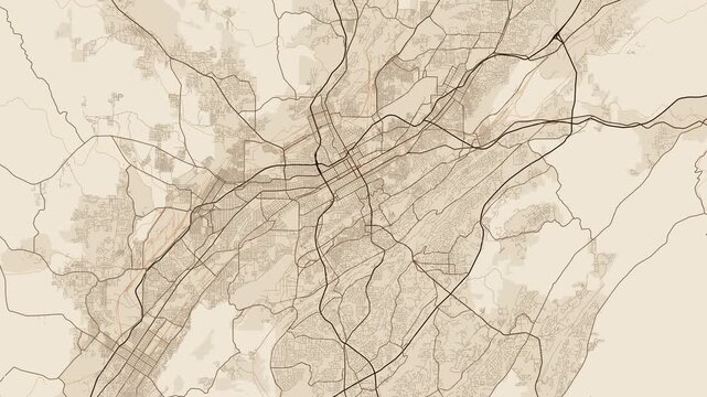 Birmingham Metro Alabama Street Map Motion Background Antique Parchment Grid
