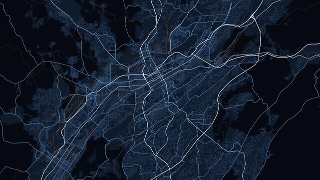 Birmingham Metro Alabama Street Map 4K Motion Background Midnight Navy Grid
