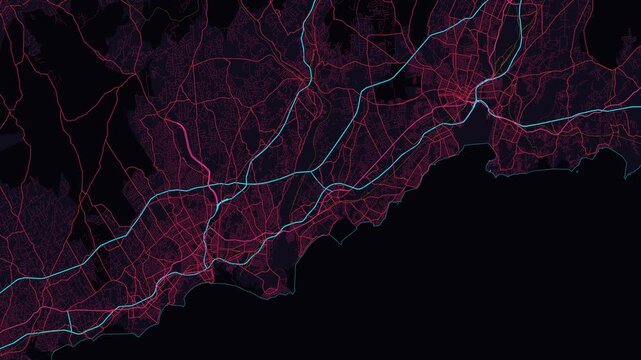 Bridgeport Haven Connecticut Street Map Motion Background Futuristic Cyber Glow Grid