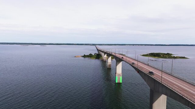 Fly backwards along the Oland bridge