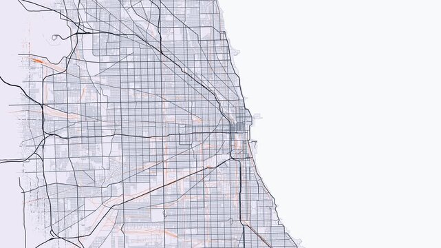 Chicago Metro Illinois Street Map Motion Background Minimalist Slate Grid