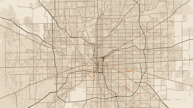Indianapolis Metro Indiana Street Map Motion Background Antique Parchment Grid