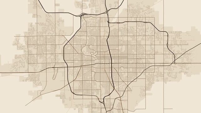 Wichita Metro Kansas Street Map 4K Motion Background Antique Parchment Grid